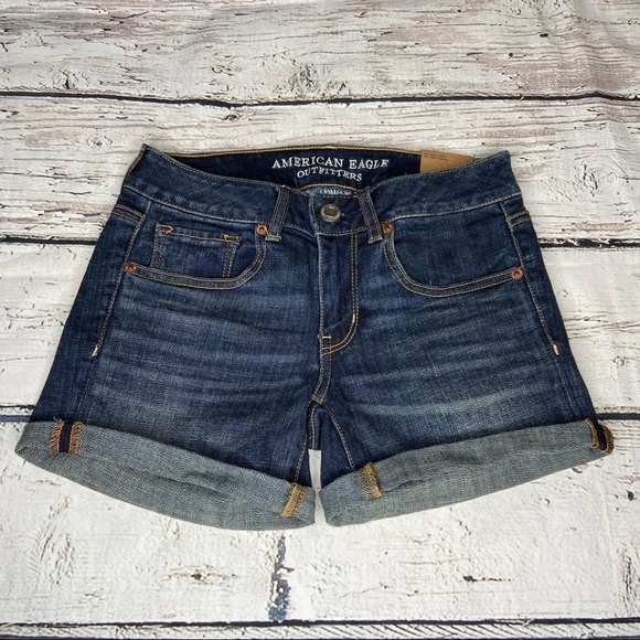 NWT American Eagle Midi Denim Shorts Size 2 - Picture 1 of 5